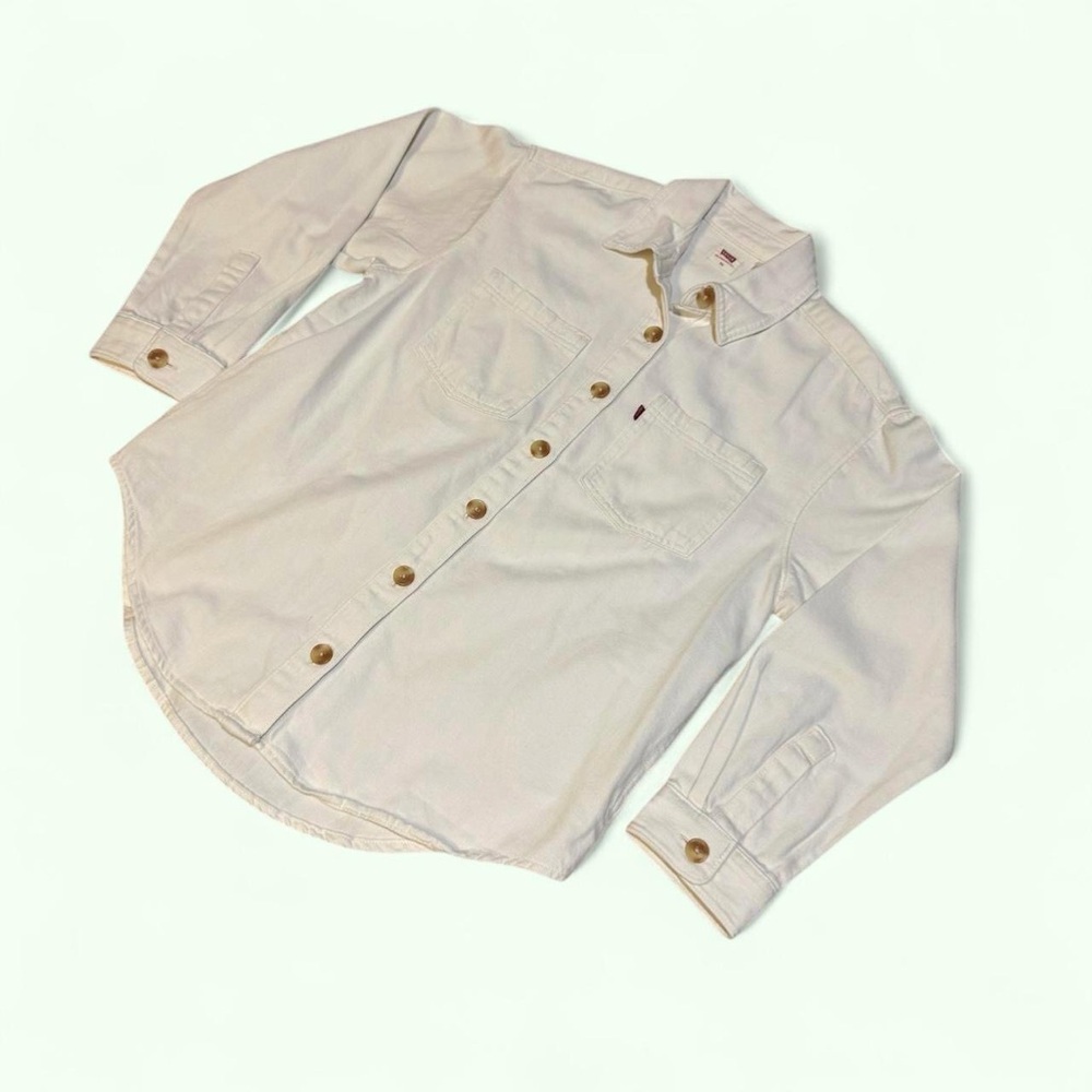 NWOT Lightweight white denim Levi button up jacket size XS